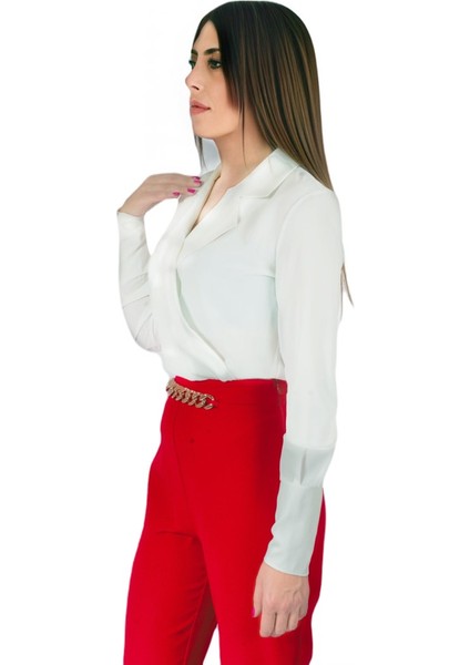 Zincir Detaylı Pantolon Kırmızı