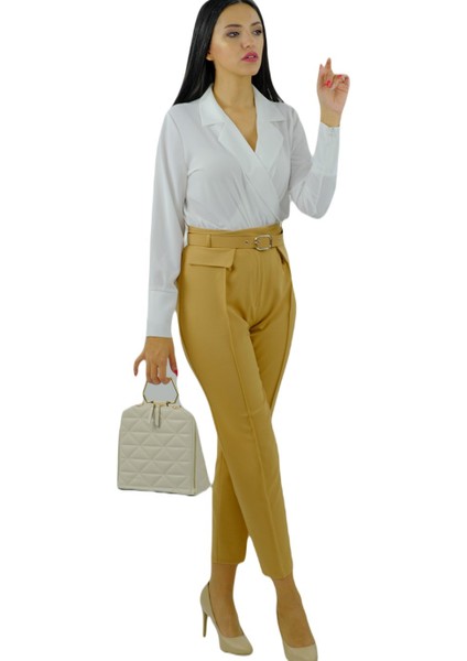 Kemerli Klasik Pantolon Camel