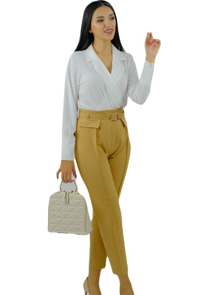 Kemerli Klasik Pantolon Camel indirimleri