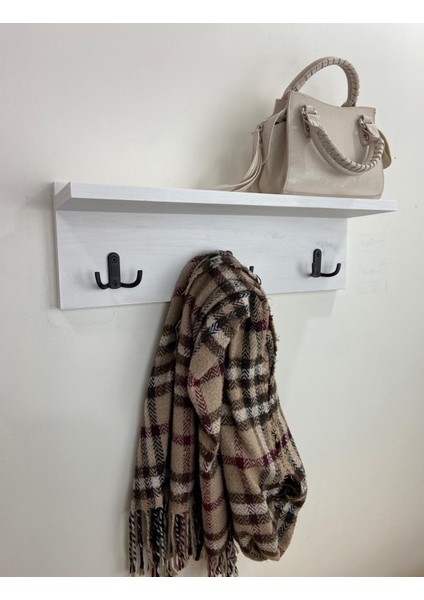 Doğal Ahşap Vestiyer, Dekoratif 3 Askılı Portmanto Ahşap Askılık