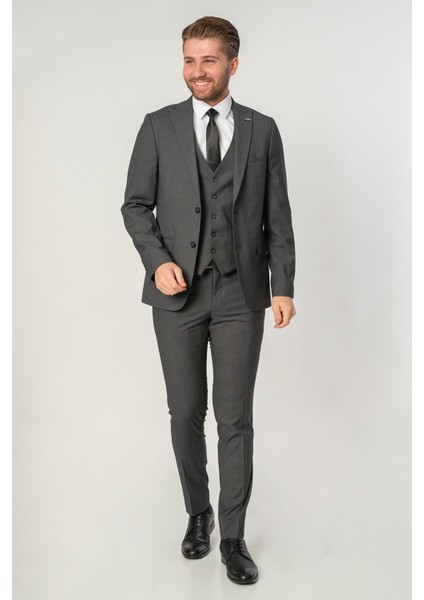 Albufeira TY126 Slim Fit Yelekli 6 Drop Takım Elbise Desenli