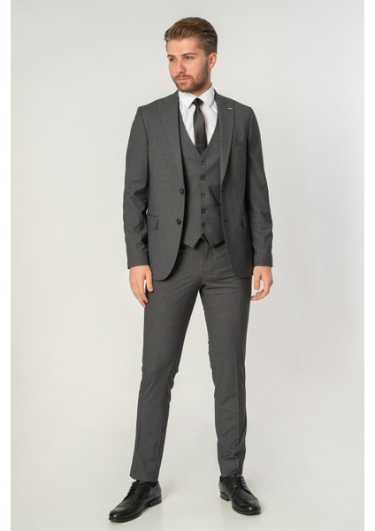 Albufeira TY126 Slim Fit Yelekli 6 Drop Takım Elbise Desenli