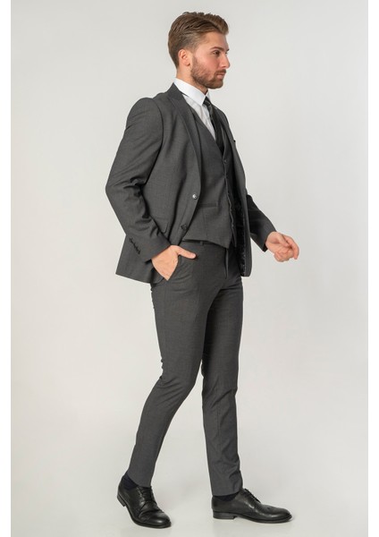 Albufeira TY126 Slim Fit Yelekli 6 Drop Takım Elbise Desenli