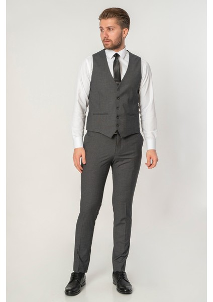 Albufeira TY126 Slim Fit Yelekli 6 Drop Takım Elbise Desenli