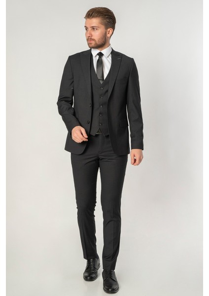Entroncamento TY125 Regular Fit 6 Drop Yelekli Takım Elbise Desenli