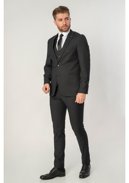 Entroncamento TY125 Regular Fit 6 Drop Yelekli Takım Elbise Desenli