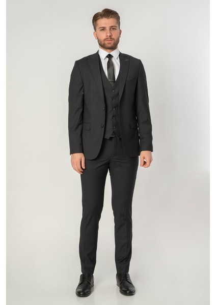 Entroncamento TY125 Regular Fit 6 Drop Yelekli Takım Elbise Desenli