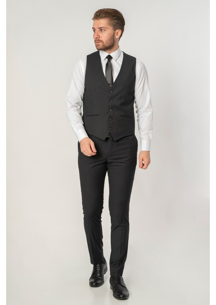 Entroncamento TY125 Regular Fit 6 Drop Yelekli Takım Elbise Desenli