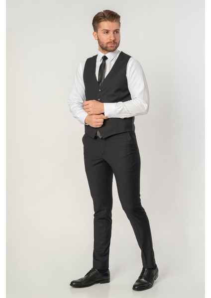 Entroncamento TY125 Regular Fit 6 Drop Yelekli Takım Elbise Desenli