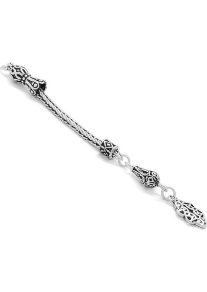 Anadolu Deseni Tasarım Kalın Zincirli 925 Ayar Gümüş Püskül