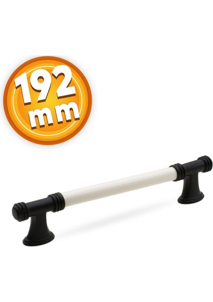 Lüks Porselen Mobilya Çekmece Dolap Kapak Kulpu Kulbu 192 mm Beyaz Mat Siyah