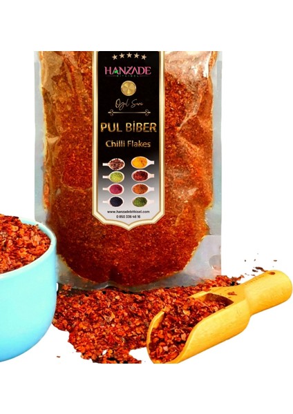 Hanzade Bitkisel İnce Pul Biber Orta Acılı 500 gr