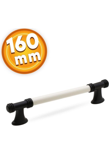 Lüks Porselen Mobilya Çekmece Dolap Kapak Kulpu Kulbu 160 mm Beyaz Mat Siyah