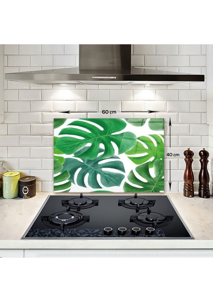 Tropik Yapraklar | Cam Ocak Arkası Koruyucu | 40cm X 60cm fiyatları