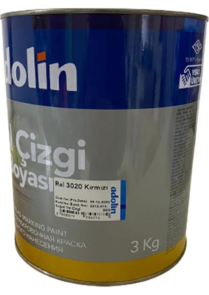 Yol Çizgi Boyası Kırmızı 3kg Selülozik Bazlı