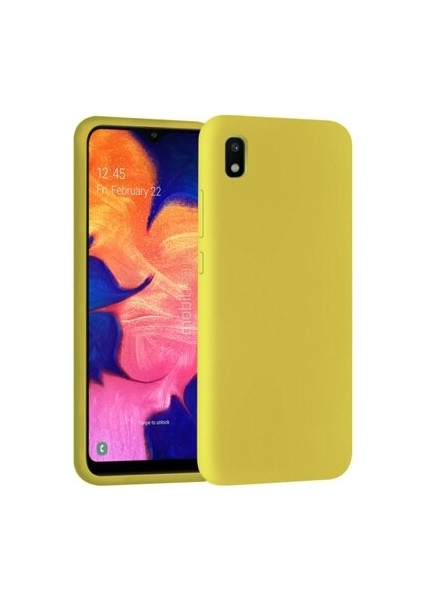 Samsung Galaxy A10 Sarı Aiçi Kadife Lansman Silikon Kılıf