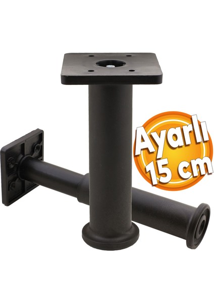 Ayarlanabilir Kare Mobilya Kanepe Koltuk Baza Destek Yükseltici Yükseltme Ayağı 15 Cm Siyah Ayakları