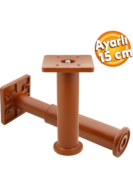 Ayarlanabilir Kare Mobilya Kanepe Koltuk Baza Destek Yükseltici Yükseltme Ayağı 15 Cm Kahve Ayakları