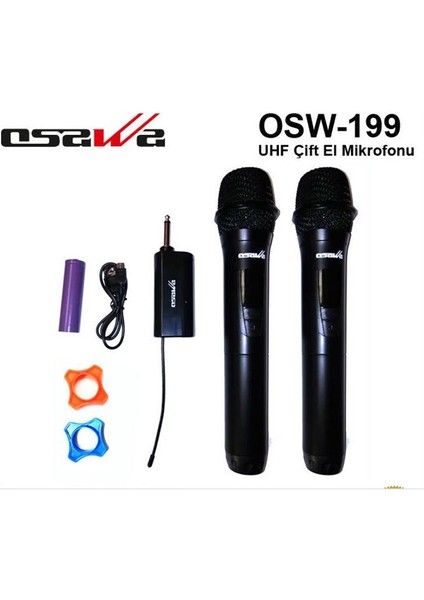 OSW-199 Uhf Kablosuz Çift El Mikrofonu