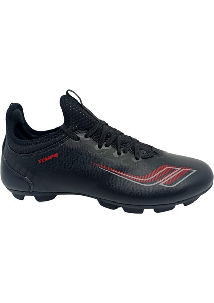 Tempo Futbol Kramponu Erkekler İçin Kauçuk Tabanlı Konforlu Siyah Ayakkabı