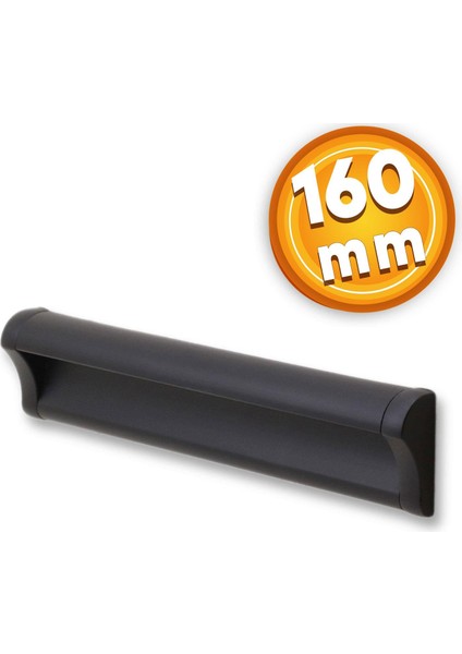 Mobilya Dolap Kapak Çekmece Kulpu Kulbu 160 mm Mat Siyah Metal Kulp