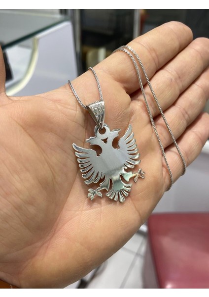 925 Ayar Gümüş Büyük Arnavut Kartalı 60 cm Uzun Zincir Kolye fırsatları
