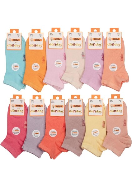 Kız Çocuk Modal Patik Dikişsiz Pastel Renk Çorap 8047- 12 Adet