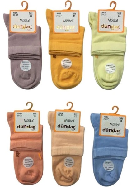 Kız Çocuk Modal Plus Konç Patik Pastel Renk Dikişsiz Çorap - 6 Adet