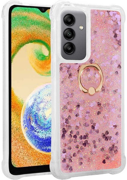 Samsung Galaxy A04S Sıvılı Simli Yüzüklü Kapak Kılıf
