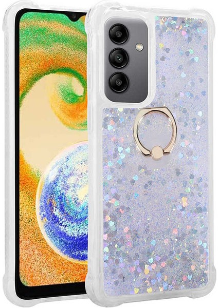 Samsung Galaxy A04S Sıvılı Simli Yüzüklü Kapak Kılıf