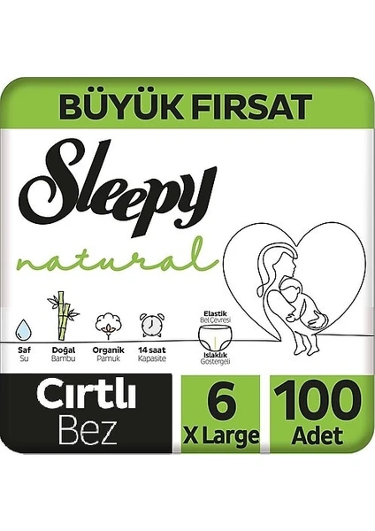 Natural Bebek Bezi Mega Avantaj Paketi 6 Numara 15-25 kg 100 Adet