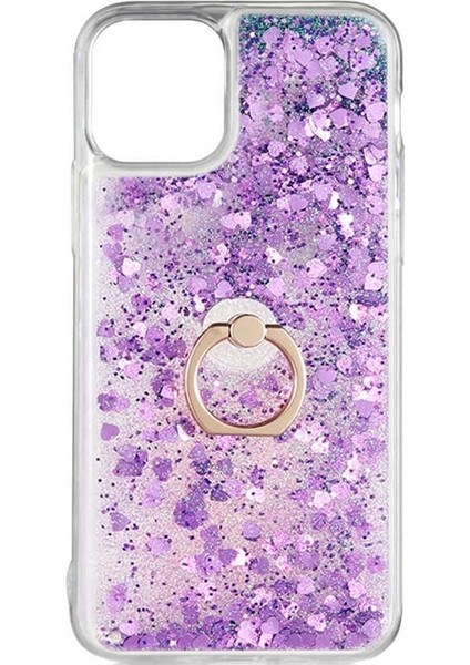 iPhone 14 Pro Max Simli Pullu Sulu Yüzüklü Standlı Silikon Milce Kapak Lüks Tpu