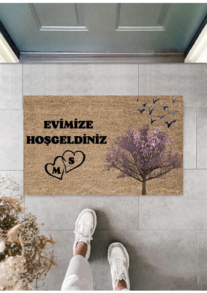 Müdavim Home Modern Dekoratif Dijital Baskı - Kişiye Özel Tasarım Baş Harf Temalı Kapı Önü Paspası