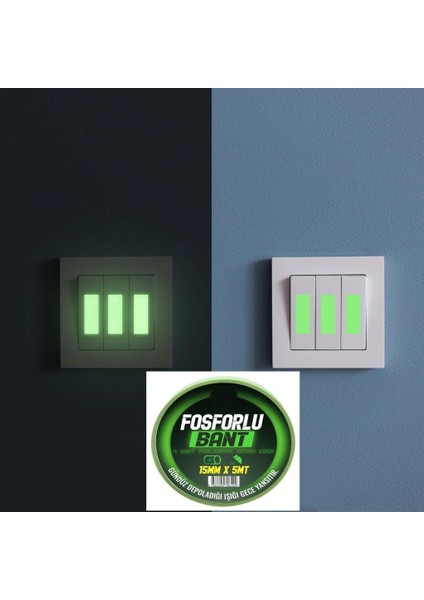 Kendinden Yapışkanlı Fosforlu Bant Gündüz Depoladığı Işığı Gece YANSITIR15 mmx5 Mt