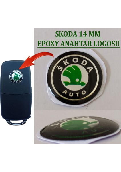 Skoda Anahtar Logo 4 Adet - Skoda Kumanda Logosu 14 mm