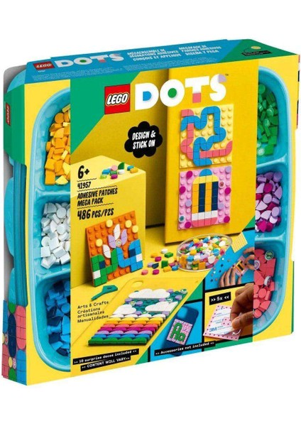 41957 LEGO Dots, Yapıştırılabilir Kare Parçalar Mega Paket, 486 Parça +6 Yaş