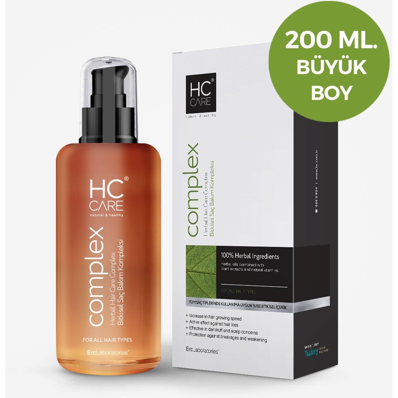 Hc Care Bitkisel Saç Bakım Kompleksi 200 ml Saç Uzatıcı Onarıcı Formül Tüm Saç Tiplerine Uygun