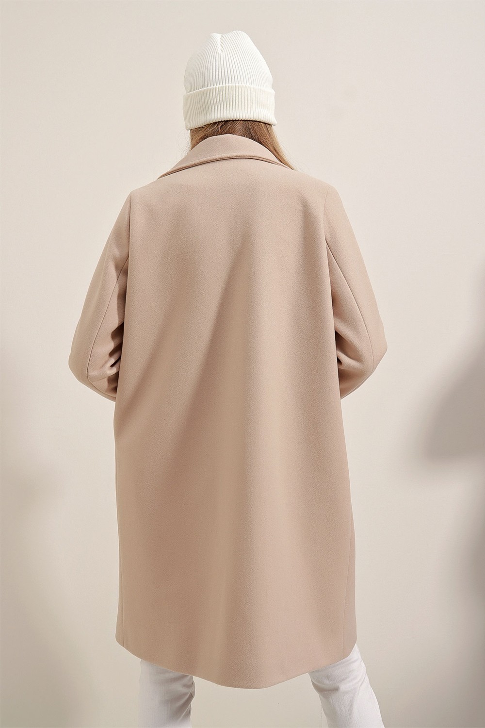 Bigdart Kadın Uzun Kaşe Kaban, %100 Polyester, Düz Desen, Şık ve Rahat Kışlık Dış Giyim Modeli görsel 5