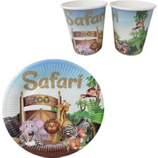 Hayaller Dükkanı 8 Kişilik Karton Tabak Bardak Safari Zoo Konsept