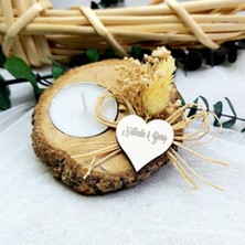 Hayaller Dükkanı 25 Adet Doğal Ağaç Kütük Mumluk Söz Nişan Nikah Düşün Hediyelikleri Magnet Hediyelikleri