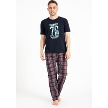 Over Pazar Erkek Baskılı Pijama Takımı Kısa Kollu