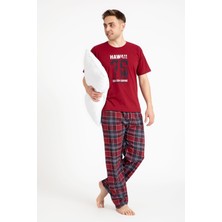 Over Pazar Erkek Baskılı Pijama Takımı Kısa Kollu