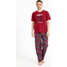 Over Pazar Erkek Baskılı Pijama Takımı Kısa Kollu