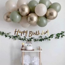 Hayaller Dükkanı Mini Küf Balon Konsepti - Küf Yeşili Balon Zinciri - 50 Adet Balon Zincir ve Happy Brithday Yazısı