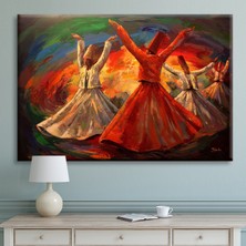 Morfil Sanat Atölyesi Mevlevi Dervişler Mevlana Kanvas Tablo