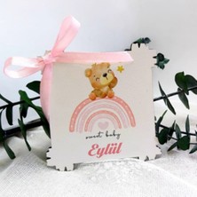 Hayaller Dükkanı 25 Adet Ayıcık Baskılı Çerçeve Ahşap Magnet Fiyonlu Yenidoğan Lik