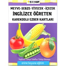 Enine Boyuna Eğitim İngilizce Meyve-Sebze-Yiyecek-Içecek Ezber Kartları