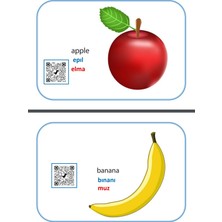 Enine Boyuna Eğitim İngilizce Meyve-Sebze-Yiyecek-Içecek Ezber Kartları
