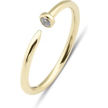 Kairos  Jewelry 14 Ayar Altın Taşlı Çivi Model Yüzük KRS007-14GRZ