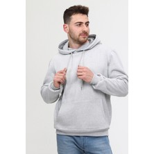 Mualta Gri Üç Iplik Ünisex Kapüşonlu Sweatshirt